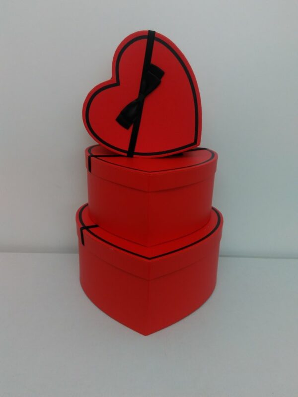 Scatola Cuore S/3 Rossa C/coperchio Smoking D.19-h.10-gr D.27-h.12