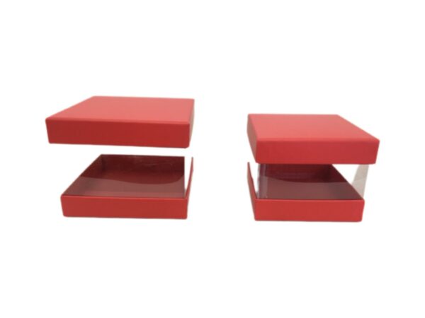 Box Da 2 Pz Scatola Rossa + Plexiglass 14x14x10 Cm - 12x12x8,5 Cm