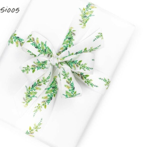 Nastro Decorativo F/bianco Rami Verdi Mm 25x15 Mt